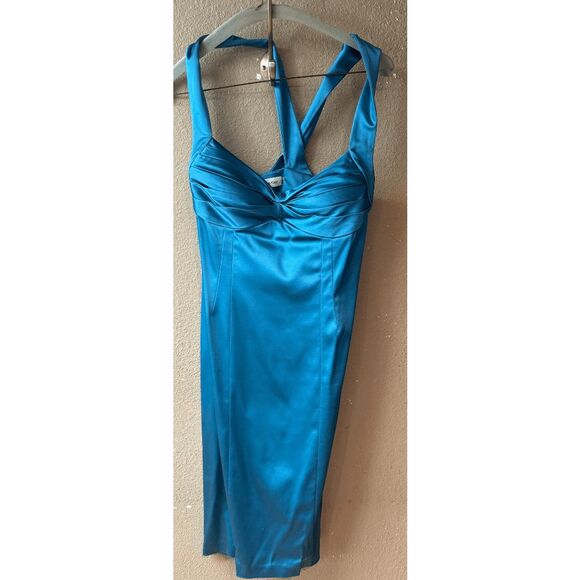 Calvin Klein Tropical Mermaid Turquoise Short Formal Dress - Size 9 - Picture 4 of 11